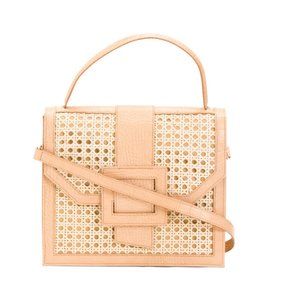 MARIA ANTONIETTA latte Made In Italy Leather Croc Embossed Buckle Satchel